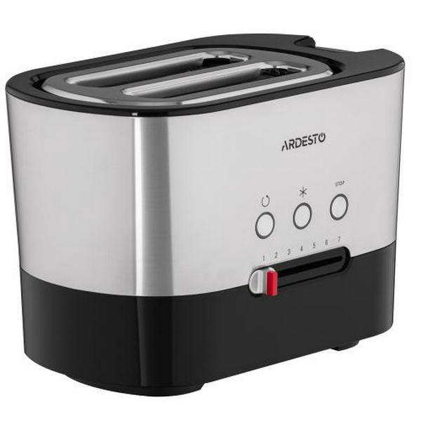 Тостер Ardesto T-K210, Steel/Black, 1000W, 2 тости, 2 відділення, 10 режимів підсмажування, автоцентрування, кнопка скасування приготування, підігрів, підсвічення кнопок управління, функція додаткового підйому - 4