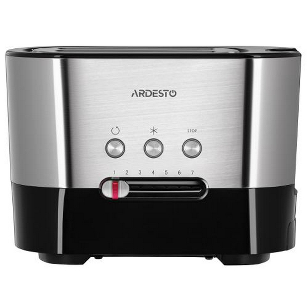 Тостер Ardesto T-K210, Steel/Black, 1000W, 2 тости, 2 відділення, 10 режимів підсмажування, автоцентрування, кнопка скасування приготування, підігрів, підсвічення кнопок управління, функція додаткового підйому - 5