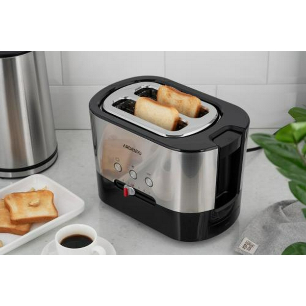 Тостер Ardesto T-K210, Steel/Black, 1000W, 2 тости, 2 відділення, 10 режимів підсмажування, автоцентрування, кнопка скасування приготування, підігрів, підсвічення кнопок управління, функція додаткового підйому - 9