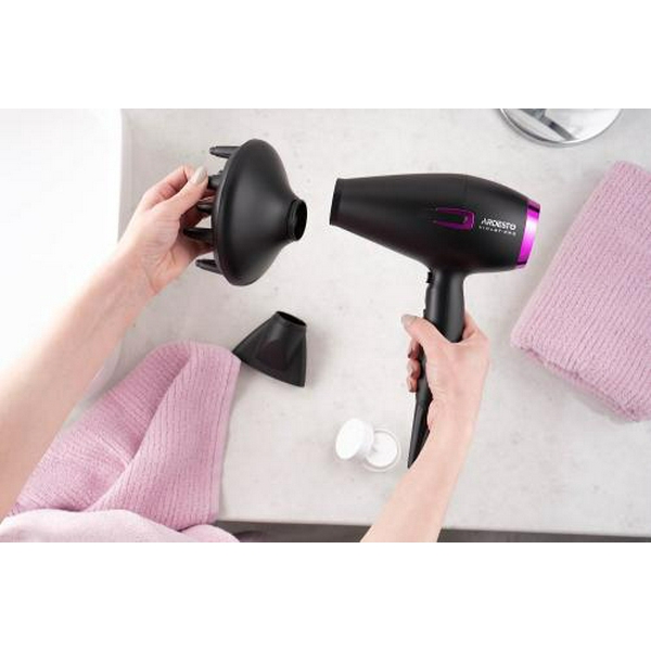 Фен Ardesto HD-Y221PRO, Black, 2100W, 2 швидкості, 3 режими, дифузор, концентратор, функція "Cool Shot", захист від перегріву, Soft Touch покриття - 9