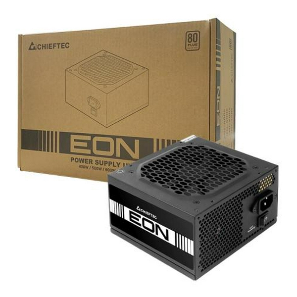 Блок живлення 600 Вт, Chieftec EON, Black, 80+ Standart, Active PFC, 120 мм, 2xMolex / 4xSATA / 2x6+2-pin / 1x20+4-pin / 2x4+4-pin, захист AFC/OPP/OVP/SCP/SIP/UVP (ZPU-600S) - 3