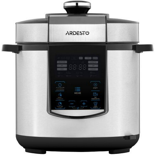 Мультиварка-скороварка Ardesto MPC-P226, Silver, 900W, 6л, 22 програми, керування сенсорне, дисплей, регулювання температури, таймер, регулювання температури, книга рецептів