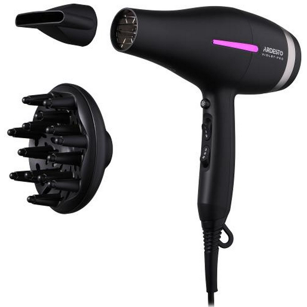 Фен Ardesto HD-Y223PRO, Black, 2200W, 2 швидкості, 3 режими, дифузор, концентратор, функція "Cool Shot", захист від перегріву, Soft Touch покриття - 4