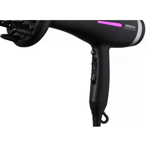 Фен Ardesto HD-Y223PRO, Black, 2200W, 2 швидкості, 3 режими, дифузор, концентратор, функція "Cool Shot", захист від перегріву, Soft Touch покриття - 5