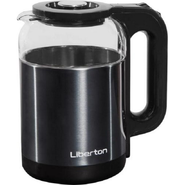 Електрочайник Liberton LEK-6829, Black/Inox, 1500W, 1.8л, дисковий, подвійна стінка (нержавіюча сталь+скло), LED-підсвічування, автовідключення, індикатор включення, відкривання кришки ручне, шкала рівня води внутрішня - 2