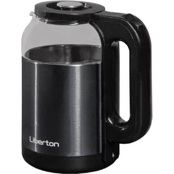 Електрочайник Liberton LEK-6829, Black/Inox, 1500W, 1.8л, дисковий, подвійна стінка (нержавіюча сталь+скло), LED-підсвічування, автовідключення, індикатор включення, відкривання кришки ручне, шкала рівня води внутрішня - 3