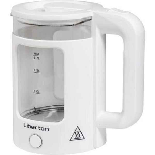 Електрочайник Liberton LEK-6830, White, 1500W, 1.7л, дисковий, подвійна стінка (нержавіюча сталь+скло), LED-підсвічування, автовідключення, індикатор включення, відкривання кришки ручне, шкала рівня води внутрішня - 2