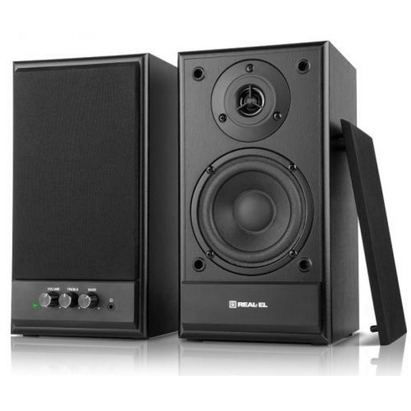Колонки 2.0 REAL-EL S-305 Black, 2 x 20 Вт, МДФ, живлення від 220V, керування спереду