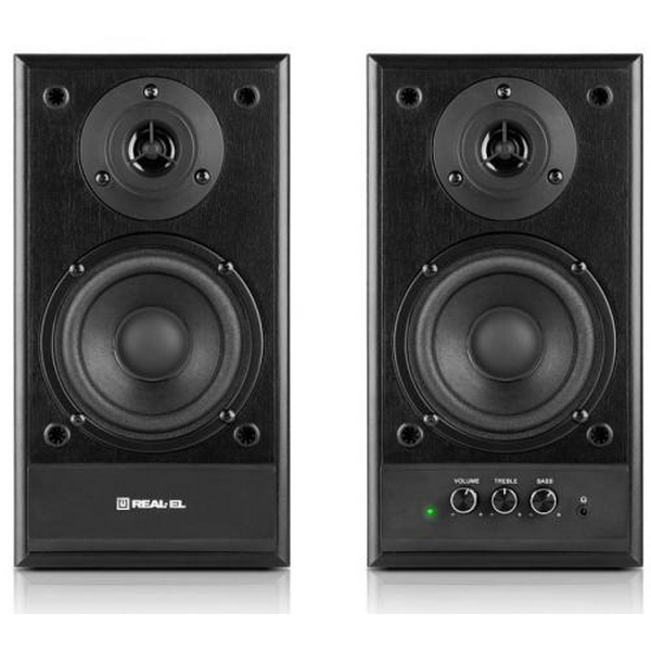 Колонки 2.0 REAL-EL S-305 Black, 2 x 20 Вт, МДФ, живлення від 220V, керування спереду - 2