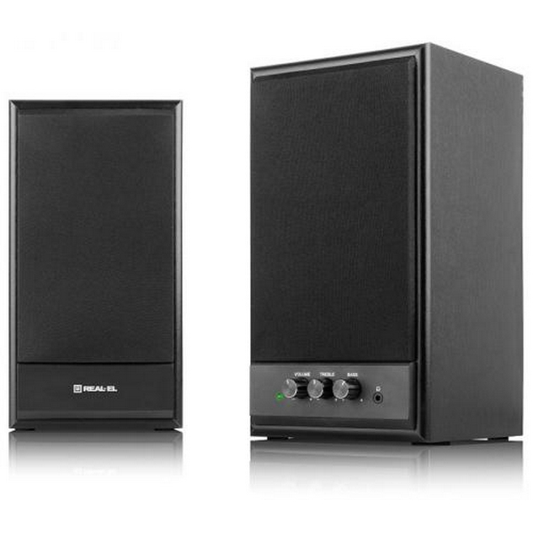 Колонки 2.0 REAL-EL S-305 Black, 2 x 20 Вт, МДФ, живлення від 220V, керування спереду - 5