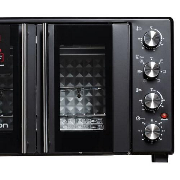 Електродуховка Liberton LEO-500 Black, 1700W, 50л, подвійні розпашні дверцята, 6 режімів нагріву, конвекція, підсвітка, 70-250 °C, механічне керування, таймер, рожен, решітка, деко, лоток для крихт та жиру, тримач для дека, ТЕРМОРУКАВИЦЯ У ПОДАРУНОК - 3