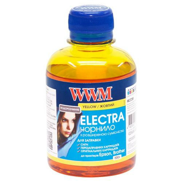 Чорнило WWM Epson Universal ELECTRA, C/CX, T/TX, S/SX, B/BX, R/RX, T/TX, P/PX, Yellow, 200 мл, водорозчинне (EU/Y)