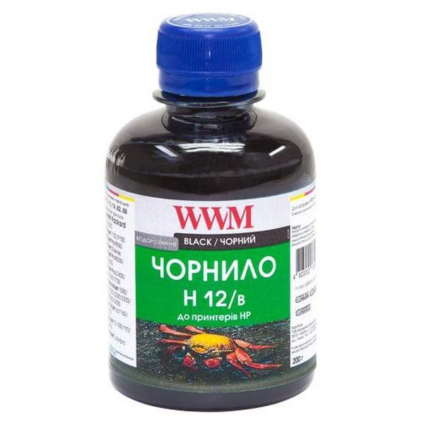 Чорнило WWM HP 10/11/12/13/14/82/88, Black, 200 мл, водорозчинне (H12/B)