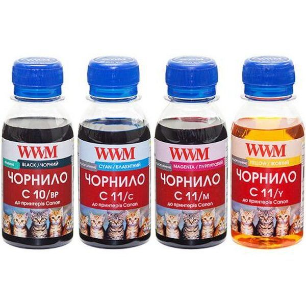 Комплект чорнил WWM Canon C10/BP, C11/C, C11/M, C11/Y, 4x100 мл (C10/11SET4-2)
