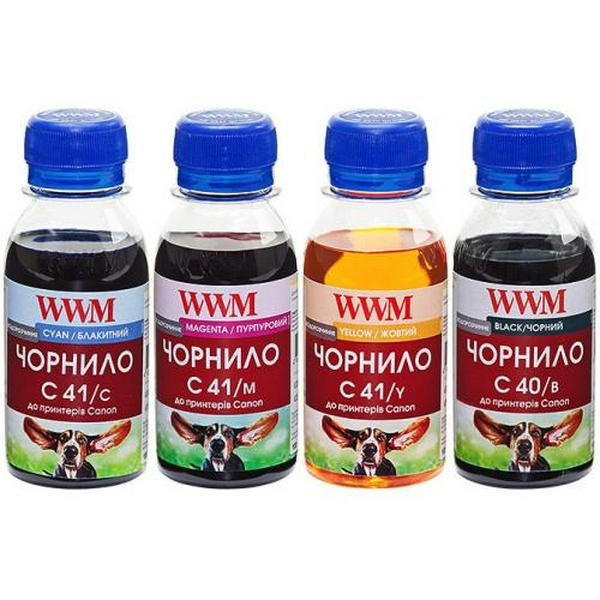 Комплект чорнил WWM Canon C40/B, C41/C, C41/M, C41/Y, 4x100 мл (C40/41SET-2)