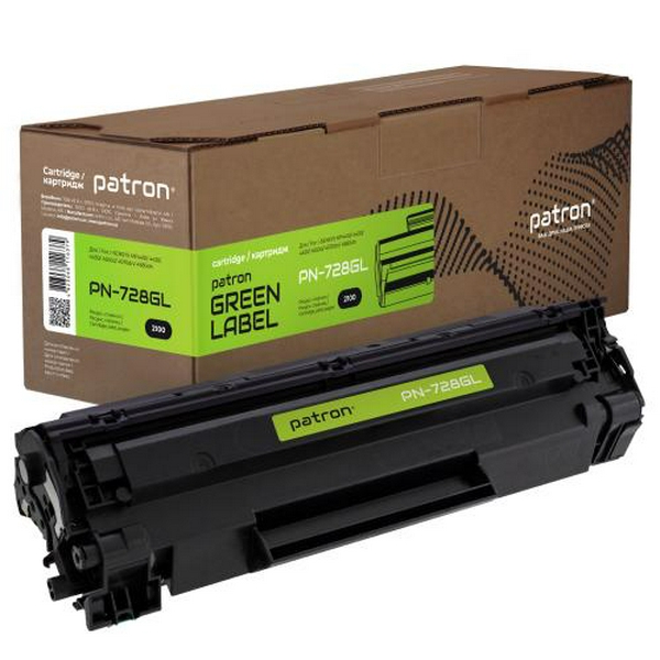 Картридж Canon 728, Black, MF4410/4430/4450/4550/4570/4580, 2100 стор, Patron Green (PN-728GL)