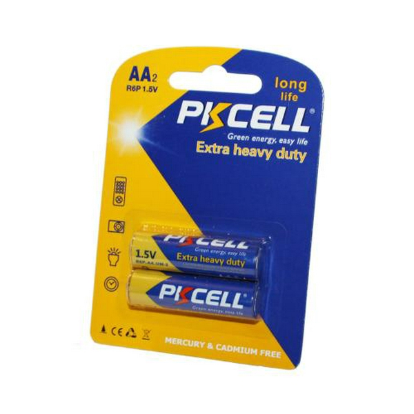Батарейка AA (R6), сольова, PKCELL, 2 шт, 1.5V, Blister (R6P-2B)