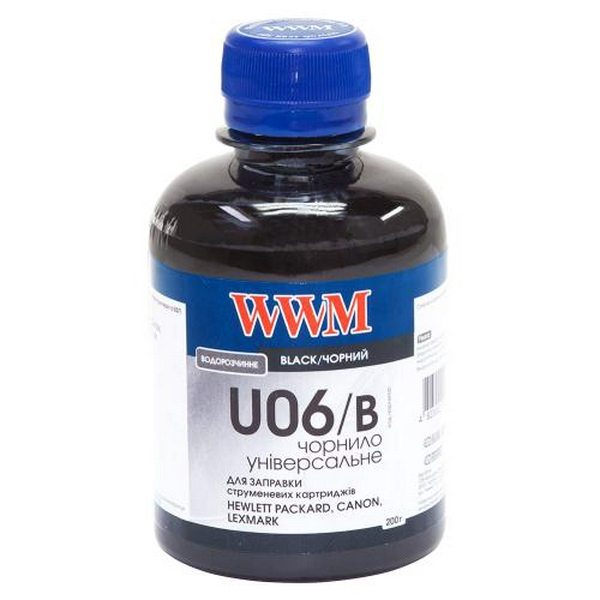 Чорнило універсальне WWM Canon / HP / Lexmark, Black, 200 мл, водорозчинне (U06/B)