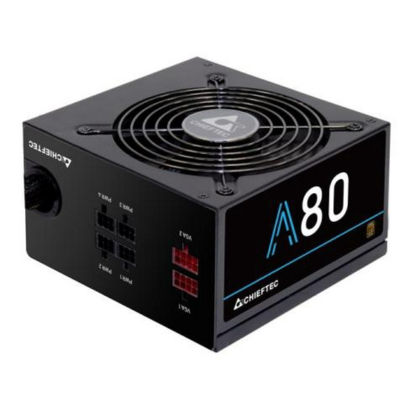 Блок живлення 650 Вт, Chieftec A80, Black, напiвмодульний, 80+ Standart, Active PFC, 120 мм, 4xMolex / 6xSATA / 2x6+2-pin / 1x20+4-pin / 1x4+4-pin, захист AFC/OPP/OVP/SCP/SIP/UVP (CTG-650C)