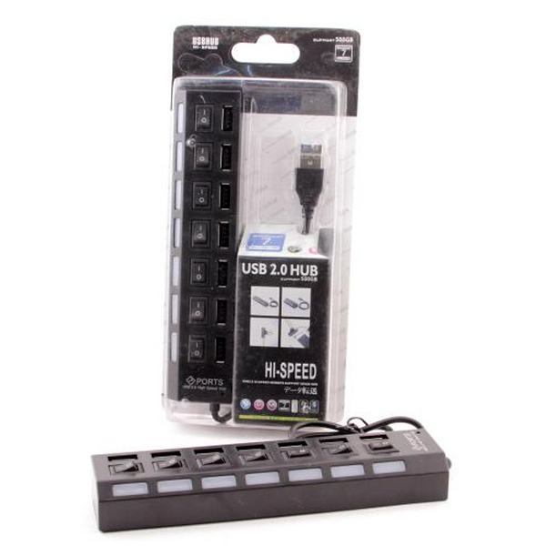 Хаб USB Atcom TD1082, White, USB 2.0 - 7xUSB 2.0, кабель 12 см (10721)