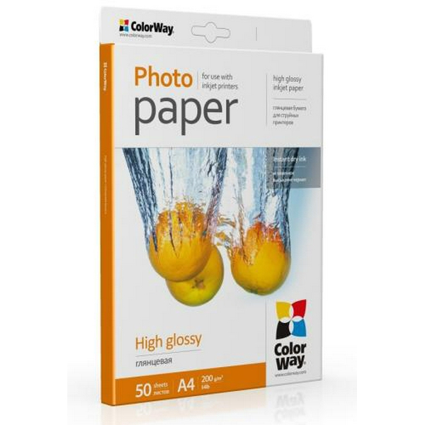 Фотопапір ColorWay, глянсовий, A4, 200 г/м², 50 арк (PG200050A4)