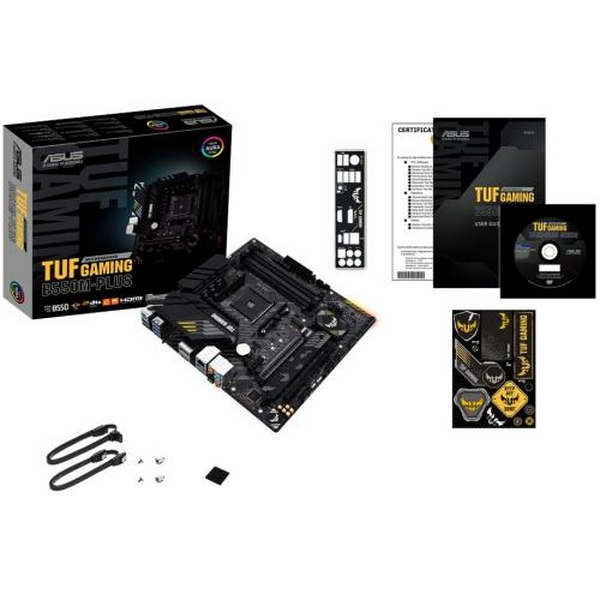 Мат.плата AM4 (B550) Asus TUF GAMING B550M-PLUS, B550, 4xDDR4, CrossFire, Int.Video(CPU), 4xSATA3, 2xM.2, 1xPCI-E 16x 4.0, 1xPCI-E 16x 3.0, 1xPCI-E 1x 3.0, ALC S1200A, RTL8125B, 8xUSB3.2/6xUSB2.0, HDMI/DP, MicroATX - 6