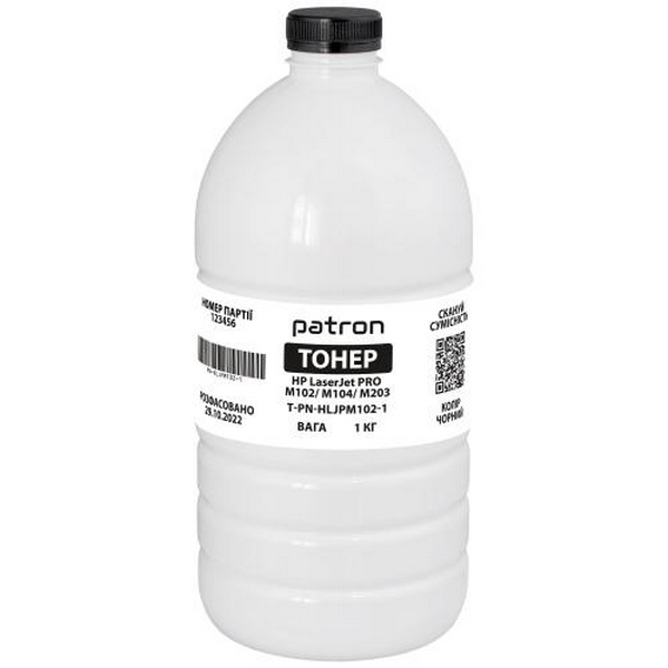 Тонер HP LJ M102/M104/M106/M130/M132/M134/M203/M227, Black, 1 кг, Patron (PN-HLJPM102-1)