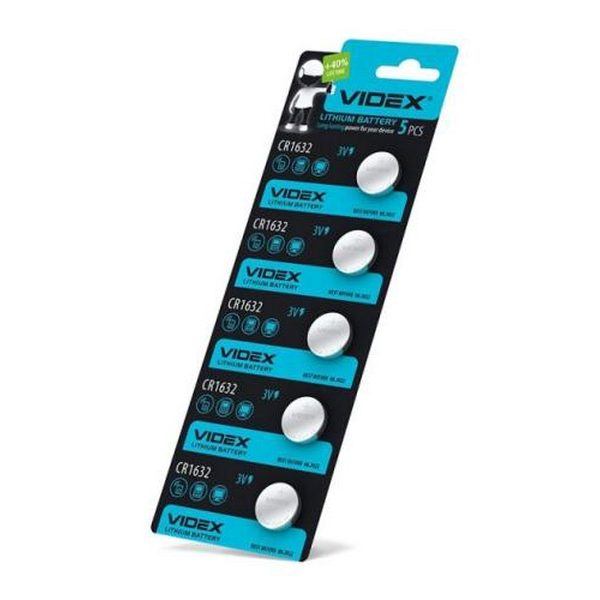 Батарейка CR1632, літієва, Videx Excellent!, 5 шт, 3V, Blister (CR1632 5pcs BLISTER CARD)