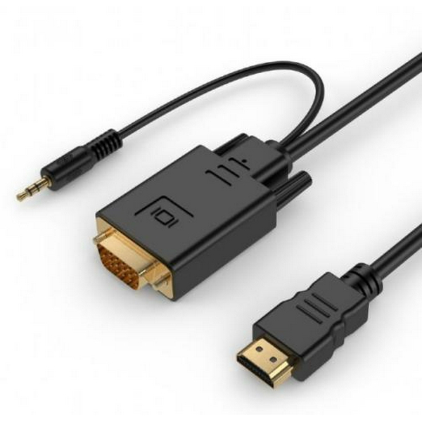 Кабель HDMI (M) - VGA (M), Cablexpert, Black, 5 м, аудіокабель для передачі стереозвуку (A-HDMI-VGA-03-5M)