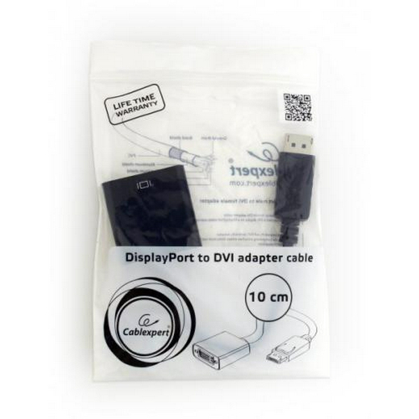 Перехідник DisplayPort (M) - DVI-I (F), Cablexpert, Black, 10 см (A-DPM-DVIF-002) - 3