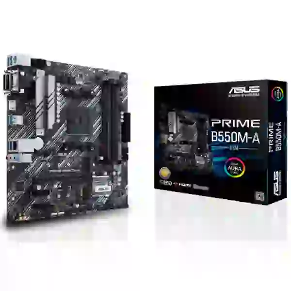 Мат.плата AM4 (B550) Asus PRIME B550M-A/CSM, B550, 4xDDR4, Int.Video(CPU), 4xSATA3, 2xM.2, 1xPCI-E 16x 4.0, 2xPCI-E 1x 3.0, ALC887, RTL8111H, 8xUSB3.2/4xUSB2.0, VGA/DVI-D/HDMI, MicroATX