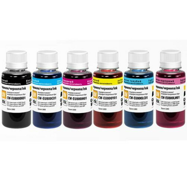Комплект чорнила ColorWay Epson L800, 6x100 мл (CW-EU800SET01)